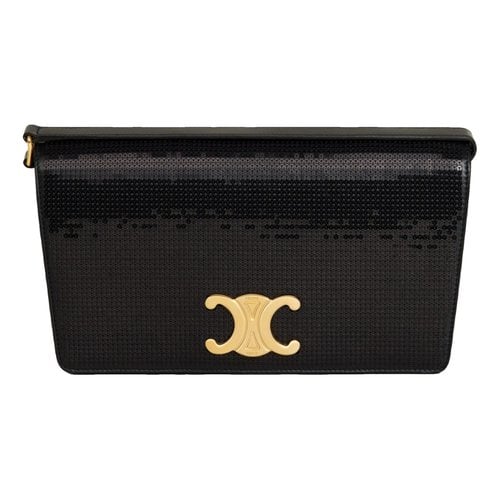 Pre-owned Celine Trapèze Glitter Handbag In Black