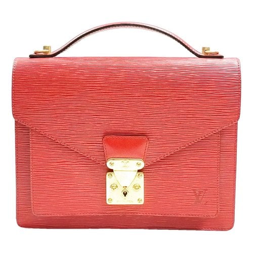 Pre-owned Louis Vuitton Monceau Leather Handbag In Red