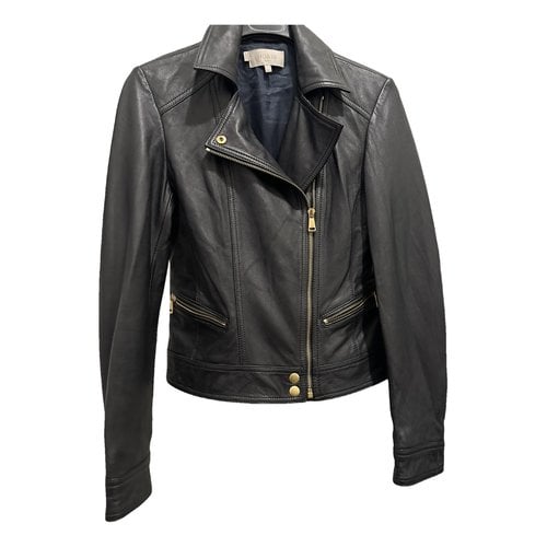 Pre-owned Hobbs Leather Jacket In Black