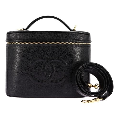 Pre-owned Chanel Vanity Leather Crossbody Bag In Black