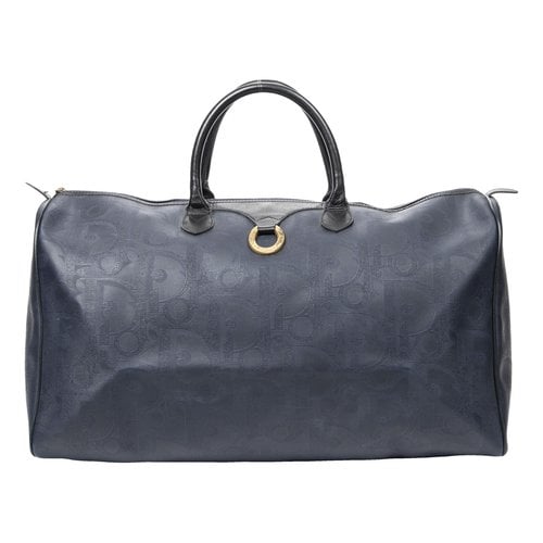 Pre-owned Dior Leather Travel Bag In Navy