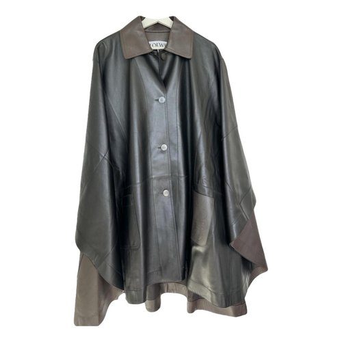 Pre-owned Loewe Leather Cape In Brown