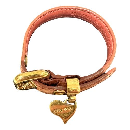 Pre-owned Miu Miu Leather Bracelet In Brown