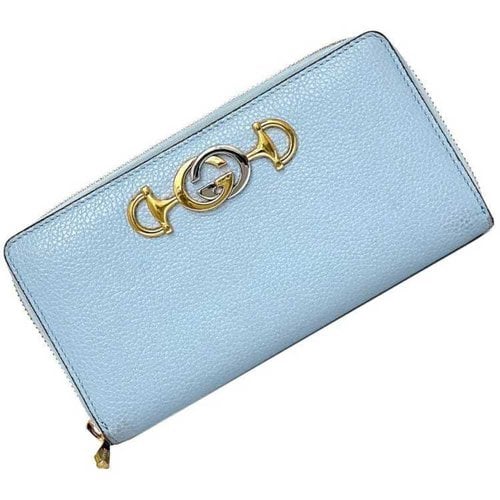 Pre-owned Gucci Zumi Leather Wallet In Blue