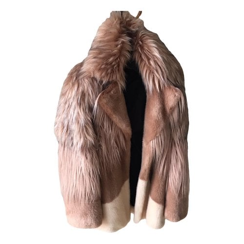 Pre-owned Pinko Faux Fur Coat In Multicolour