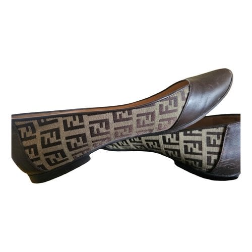 Pre-owned Fendi Pony-style Calfskin Ballet Flats In Multicolour