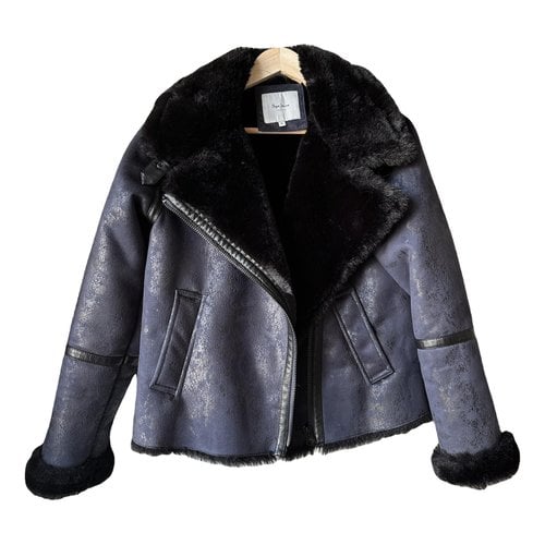 Pre-owned Pepe Jeans Faux Fur Jacket In Navy
