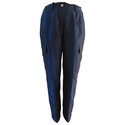 Pre-owned Chanel Silk Trousers In Blue