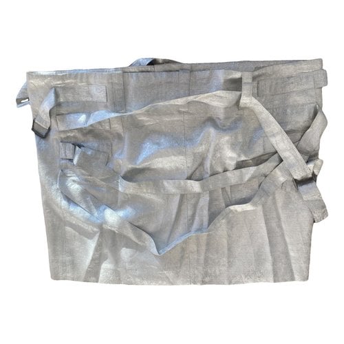 Pre-owned Ann Demeulemeester Silk Mini Skirt In Silver