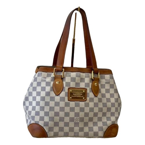 Pre-owned Louis Vuitton Hampstead Leather Tote In White