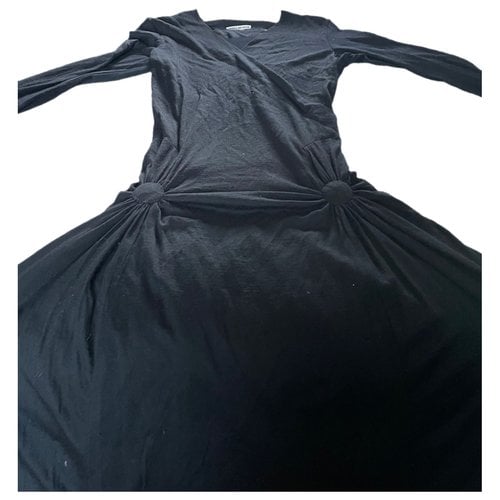 Pre-owned Issey Miyake Wool Maxi Dress In Black