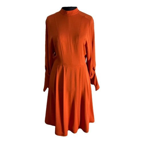 Pre-owned Celine Silk Mid-length Dress In Orange