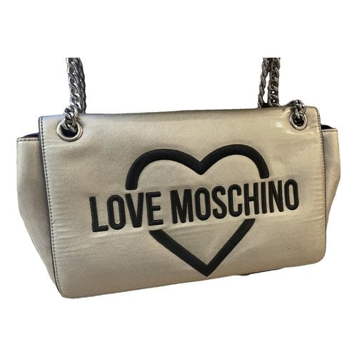 Pre-owned Moschino Love Vegan Leather Handbag In Silver