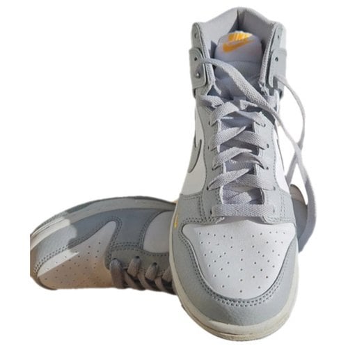 Pre-owned Nike Leather Trainers In Grey
