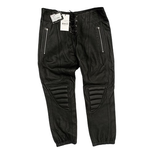 Pre-owned Faith Connexion Leather Trousers In Black