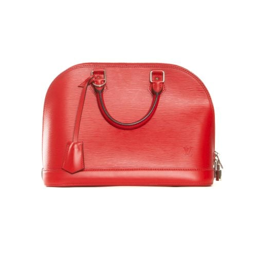 Pre-owned Louis Vuitton Alma Leather Handbag In Red