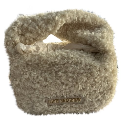 Pre-owned Moschino Love Faux Fur Handbag In Beige