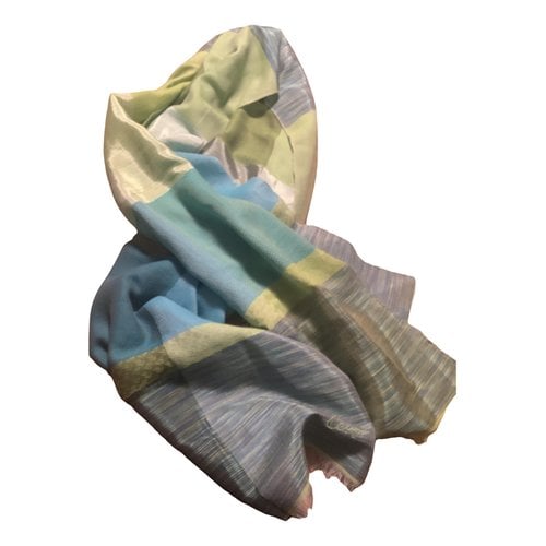 Pre-owned Kenzo Silk Scarf In Turquoise