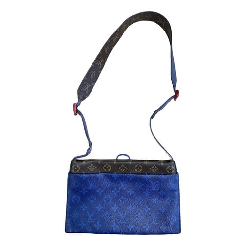 Pre-owned Louis Vuitton Leather Travel Bag In Blue