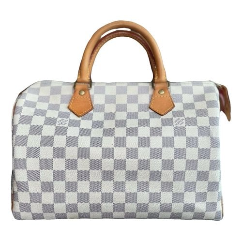 Pre-owned Louis Vuitton Speedy Leather Handbag In White