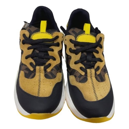 Pre-owned Fendi Flow Cloth Trainers In Yellow
