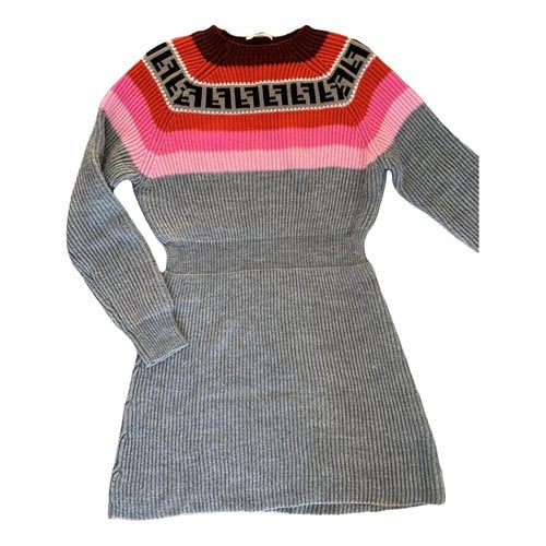 Pre-owned Fendi Wool Mini Dress In Grey