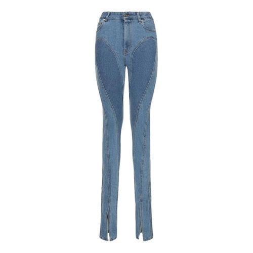Pre-owned Mugler Straight Pants In Blue