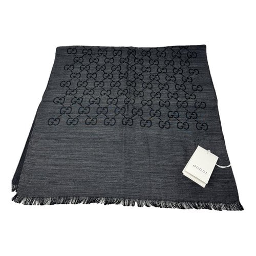 Pre-owned Gucci Wool Scarf In Anthracite