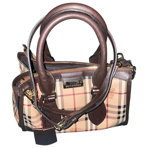 Pre-owned Burberry Patent Leather Handbag In Camel