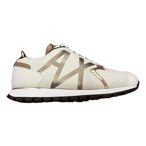 Pre-owned Armani Exchange Leather Trainers In Beige