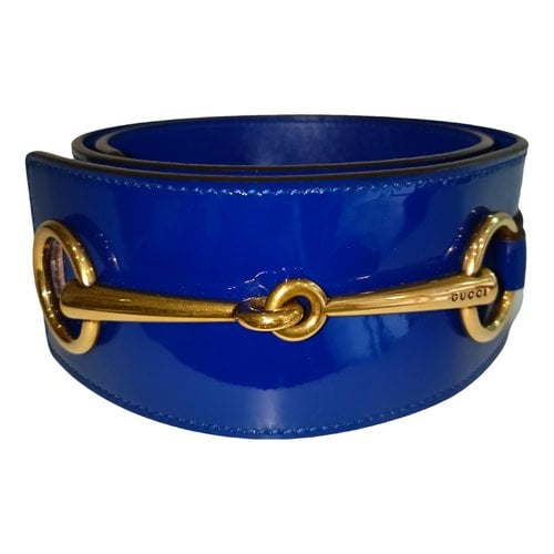 Pre-owned Gucci Patent Leather Belt In Blue