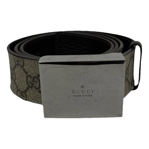 Pre-owned Gucci Leather Belt In Grey