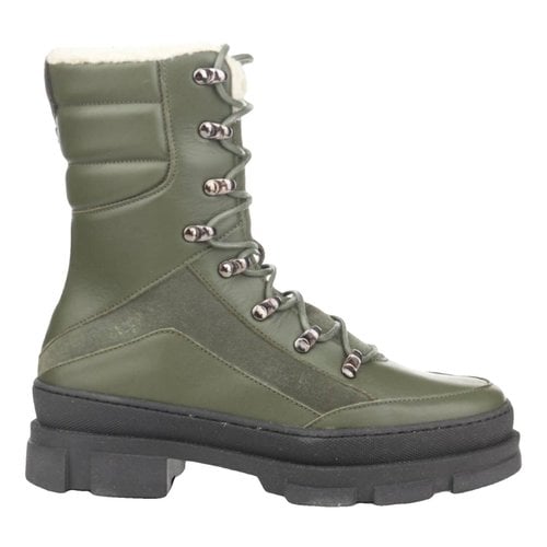 Pre-owned Claudie Pierlot Leather Snow Boots In Green