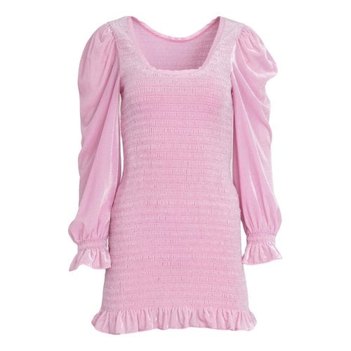 Pre-owned Loveshackfancy Velvet Mini Dress In Pink