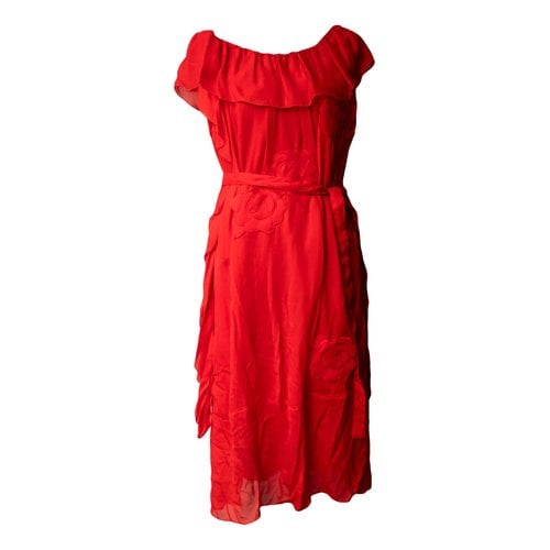 Pre-owned Sonia Rykiel Silk Mid-length Dress In Red