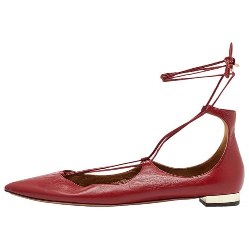Pre-owned Aquazzura Leather Flats In Red