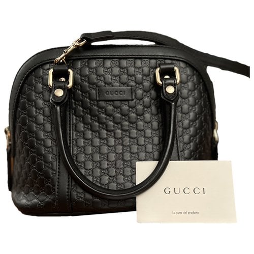Pre-owned Gucci Dôme Leather Handbag In Black