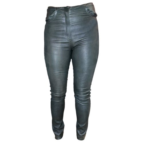 Pre-owned Jitrois Leather Straight Pants In Khaki