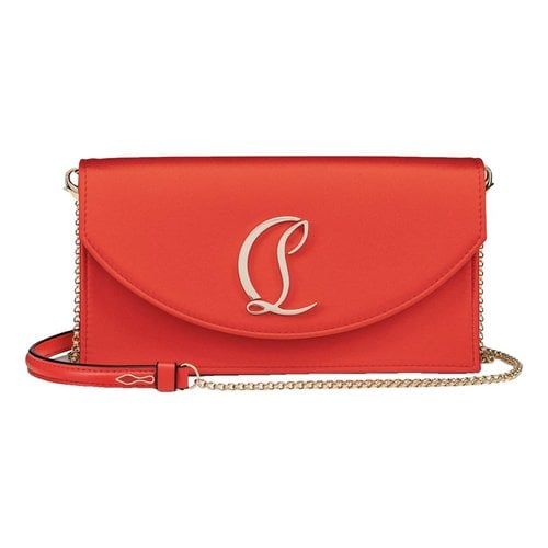 Pre-owned Christian Louboutin Riviera Silk Clutch Bag In Red