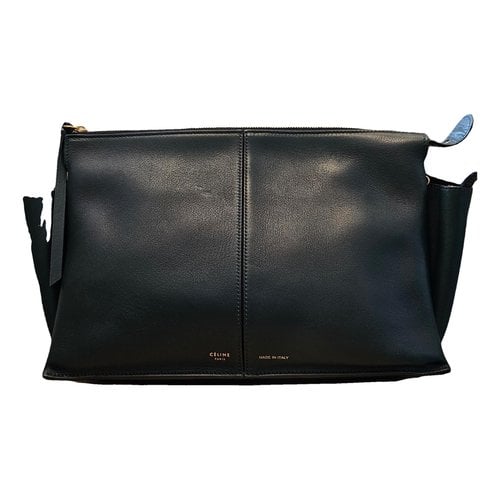 Pre-owned Celine Tri-fold Leather Clutch Bag In Green