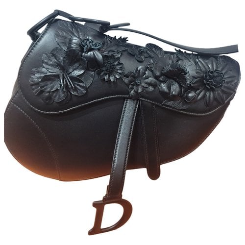 Pre-owned Dior Saddle Leather Handbag In Black