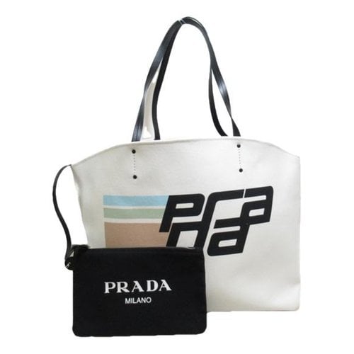 Pre-owned Prada Cloth Tote In White