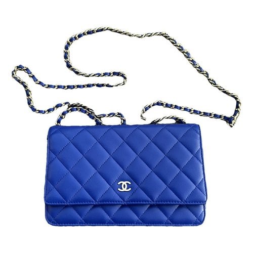 Pre-owned Chanel Wallet On Chain Timeless/classique Leather Crossbody Bag In Blue