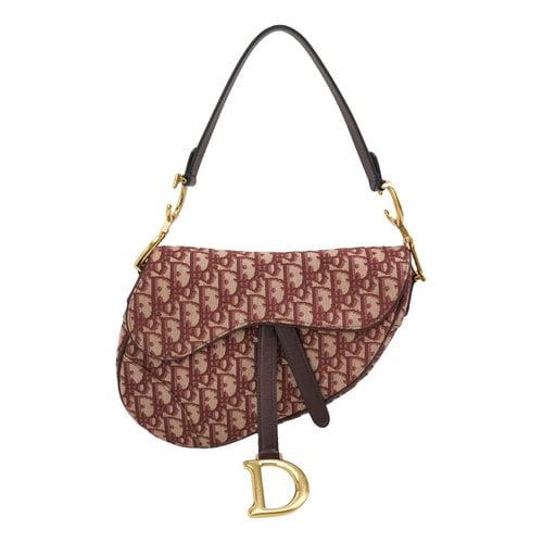 Pre-owned Dior Saddle Cloth Handbag In Burgundy