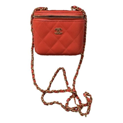 Pre-owned Chanel Vanity Leather Handbag In Red