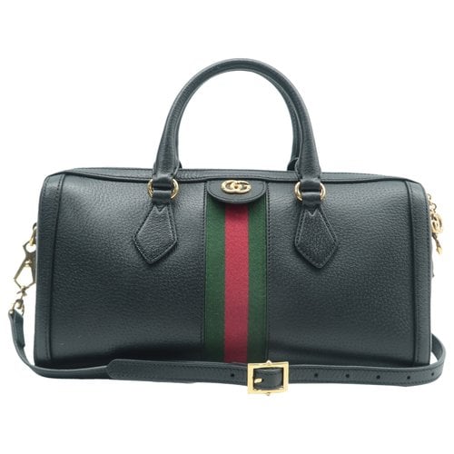Pre-owned Gucci Ophidia Leather Satchel In Black
