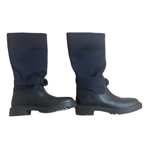Pre-owned Dior D-major Leather Riding Boots In Blue