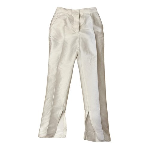 Pre-owned Stella Mccartney Silk Straight Pants In White