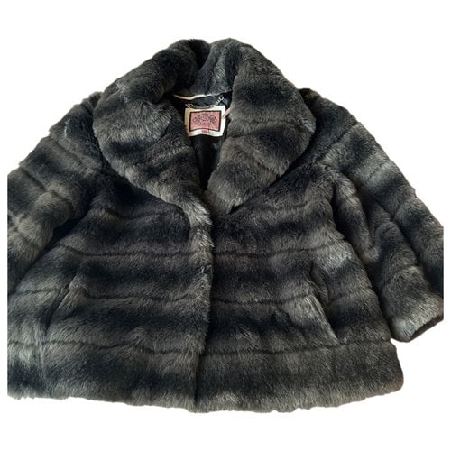 Pre-owned Juicy Couture Faux Fur Coat In Grey
