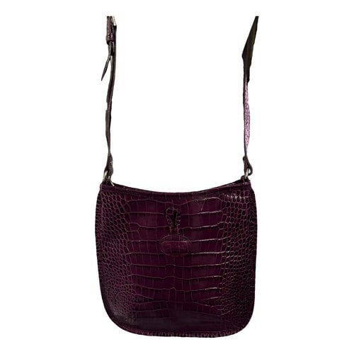 Pre-owned Longchamp Leather Crossbody Bag In Purple